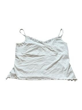 Vintage Gap White Cami Lace Tank Top Ruffle Hem Y2K Fairy Grunge Coquette